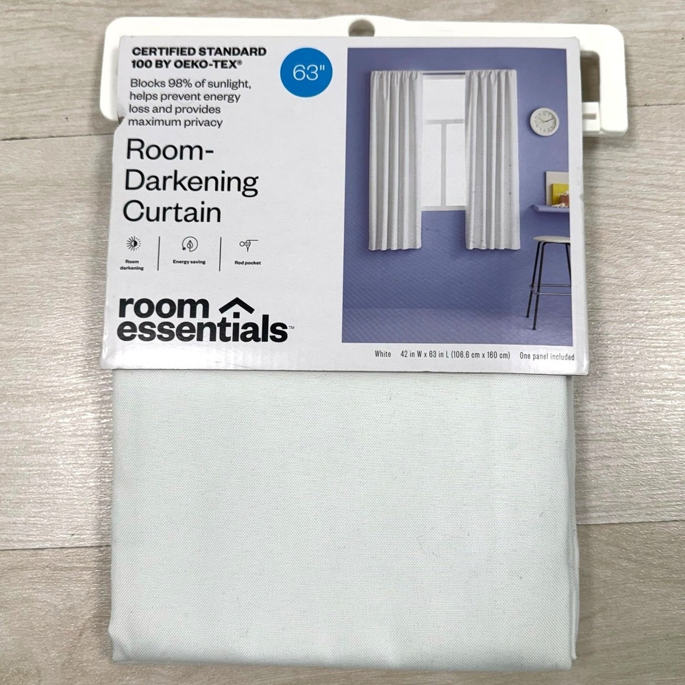 Room Essentials Room Darkening Curtain White 63 Inch Single Panel